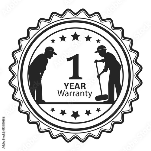 1 year warranty stamp with the text