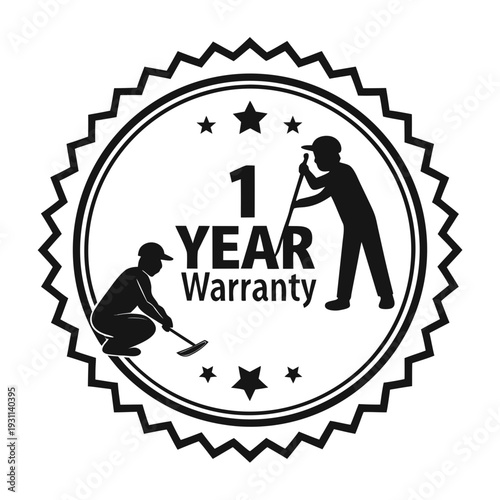 1 year warranty stamp with the text