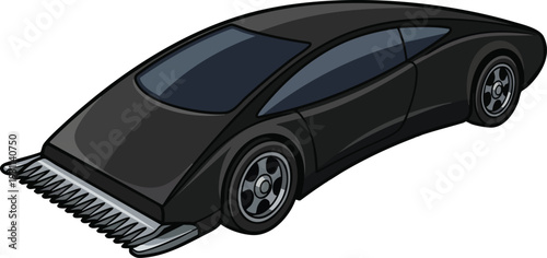 Futuristic Black Sports Car Vector Illustration.