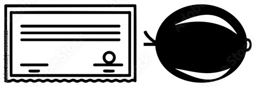 Simple of credit card and watermelon slice, minimalist vector graphics, payment and food concepts, flat design style.