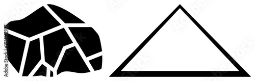 Abstract rock fragment with fragmented polygonal shapes, minimalist triangle, vector graphic, modern design, flat style set.