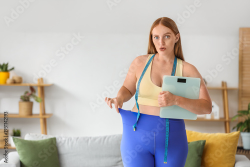 Young shocked overweight wo...