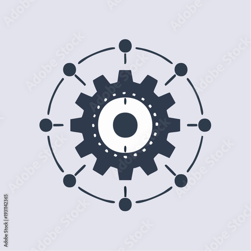 組織連携を示すネットワーク歯車アイコン