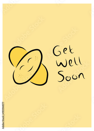 Get Well Soon Greeting Card with Medical Bandage Illustration