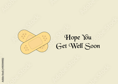 Get Well Soon Greeting Card with Medical Bandage Illustration