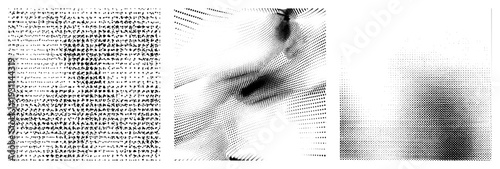 Vector halftone creating tonal gradients, dot density variation, print design element, graphic texture, visual effect, raster simulation, screen printing reference.