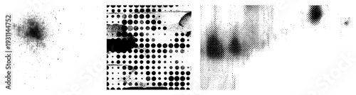 Vector halftone graphics using dot density for shading, abstract texture design, print art effect, digital illustration, isolated raster simulation.