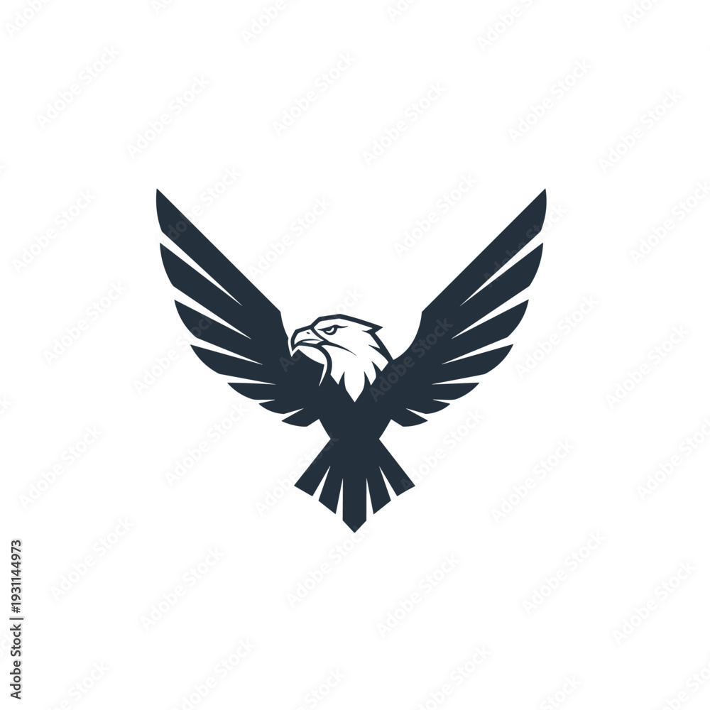 Fototapeta premium Stylized graphic eagle logo with spread wings and a fierce expression