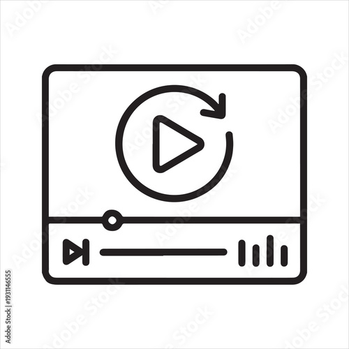 Webinar replay controls outline icon vector