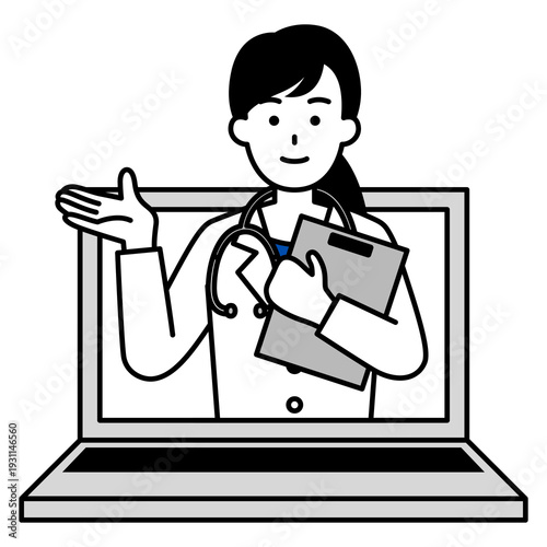 オンラインで診察する医師の女性