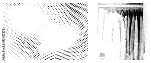Abstract halftone forming organic fluid shape, dot density gradient, graphic design element, vector illustration, art, visual texture.
