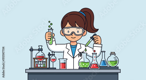 Female Scientist Conducting Laboratory Experiment.