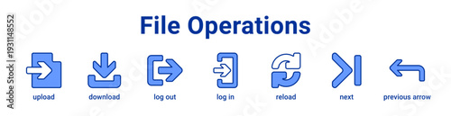 File Operations Icon Banner blue color