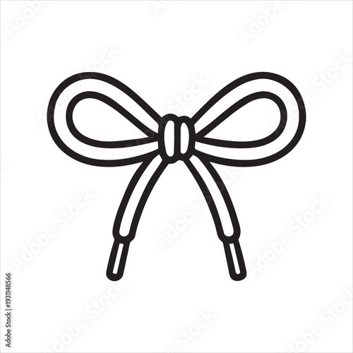 Shoelace bow tied outline icon vector