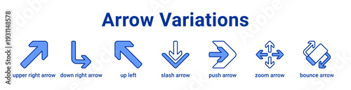 Arrow Variations Icon Banner blue color