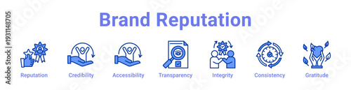Brand Reputation Icon Banner blue color