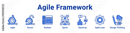 Agile Framework Icon Banner blue color
