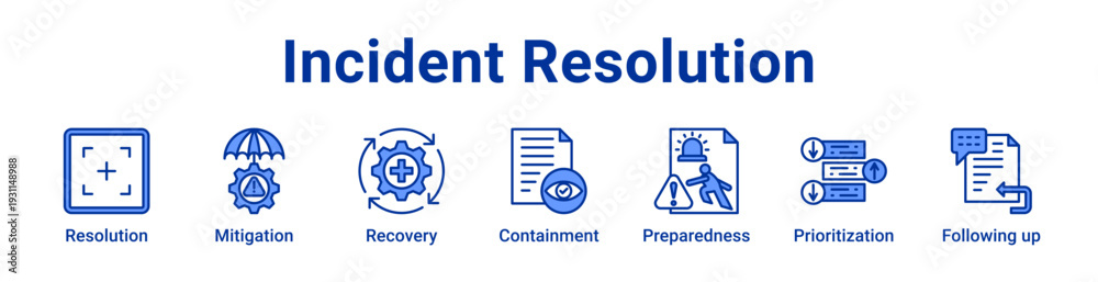 Fototapeta premium Incident Resolution Icon Banner blue color