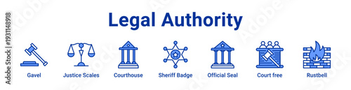 Legal Authority Icon Banner blue color