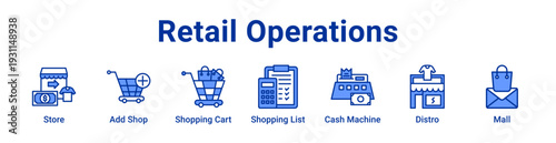 Retail Operations Icon Banner blue color
