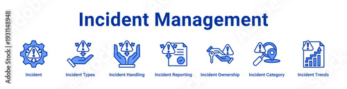 Incident Management Icon Banner blue color