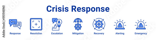 Crisis Response Icon Banner blue color