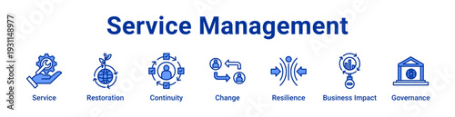 Service Management Icon Banner blue color