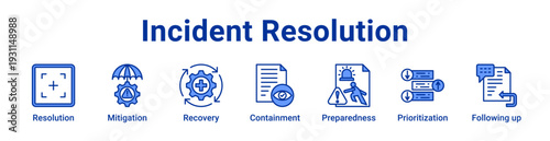 Incident Resolution Icon Banner blue color