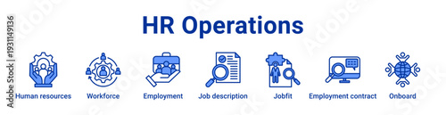 Hr Operations Icon Banner blue color