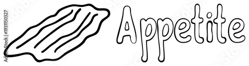 Fun "Appetite" wordmark beside graphic, design, food themed, culinary motif, child friendly typography.