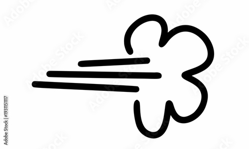 Simple Hand Drawn Doodle of Wind or Air Blowing Icon.