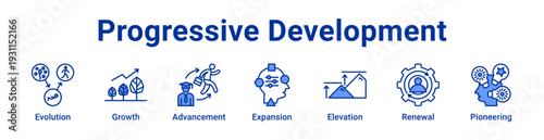 -Progressive Development Icon Banner blue color