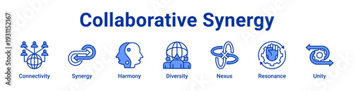 -Collaborative Synergy Icon Banner blue color
