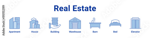 -Real Estate Icon Banner blue color
