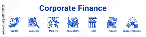 -Corporate Finance Icon Banner blue color