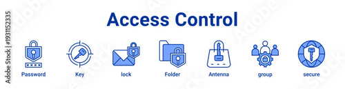 -Access Control Icon Banner blue color