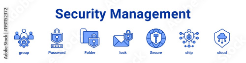 -Security Management Icon Banner blue color