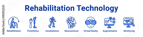 -Rehabilitation Technology Icon Banner blue color