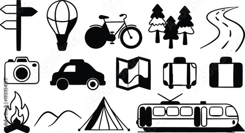 Set of 13 travel icons vector
