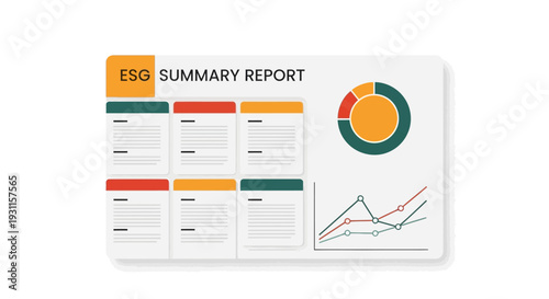 Digital summary report on Environmental, Social, and Governance (ESG) performance, featuring data visualizations, analytics, and key metrics.