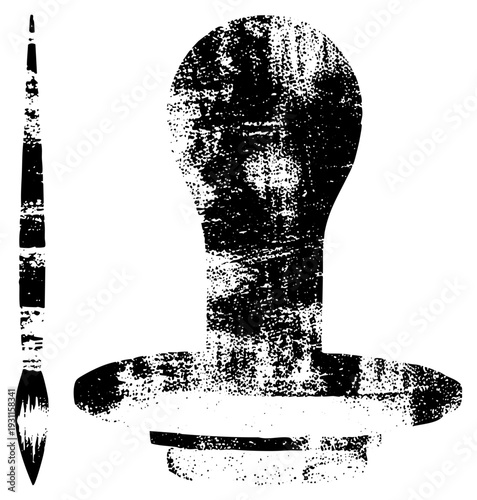 Classic writing tools with inkwell and quill pen, historical stationery, calligraphy equipment, artistic ink holder, retro desk accessory.