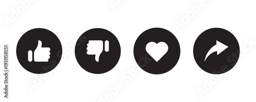Share, save, like, dislike and comment icon set. Vector EPS 10