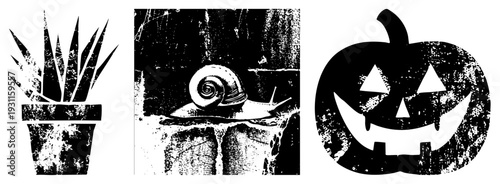 Aloe vera succulent in distressed pot, desert plant, indoor foliage, botanical illustration, textured vector graphic, design, grunge aesthetic.