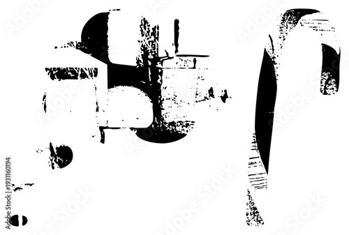 Bold abstract human form with fragmented shapes, halftone texture, graphic art style, isolated vector illustration, artistic composition.