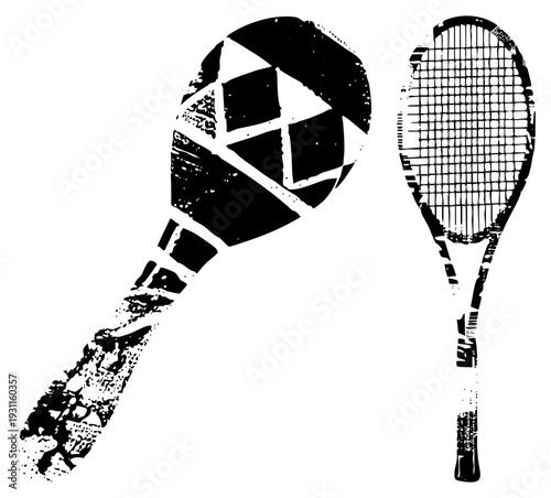 Classic tennis racket with string and vintage tennis ball, sport equipment, athletic gear, retro design, illustration, vector art, isolated sports.