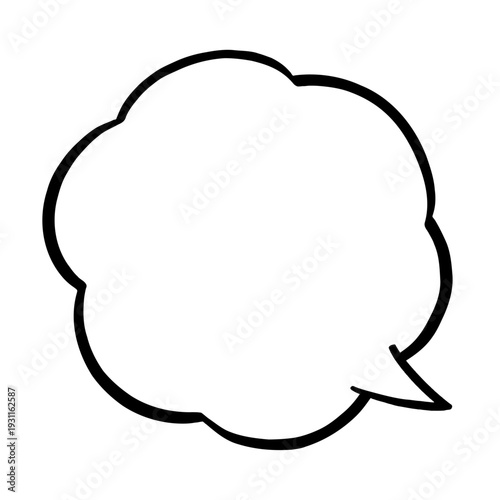 手描き風のシンプル雲型吹き出し｜黒線モノクロの漫画風セリフ枠ベクター素材