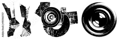 Industrial gear components, mechanical rotations, abstract machinery, halftone textures, vector illustrations, engineering elements, mechanical motion.