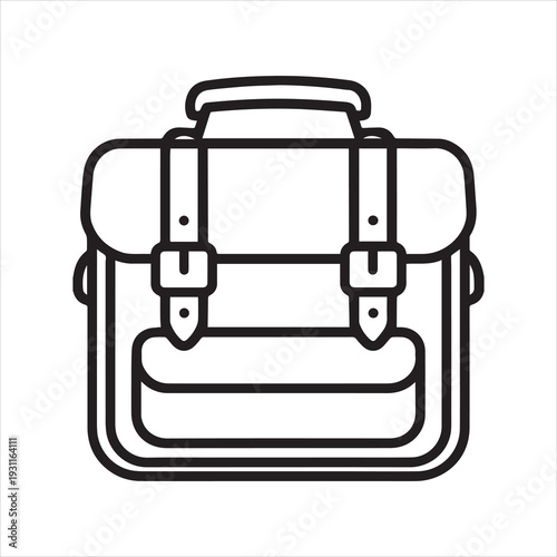 Vintage camera bag outline icon vector