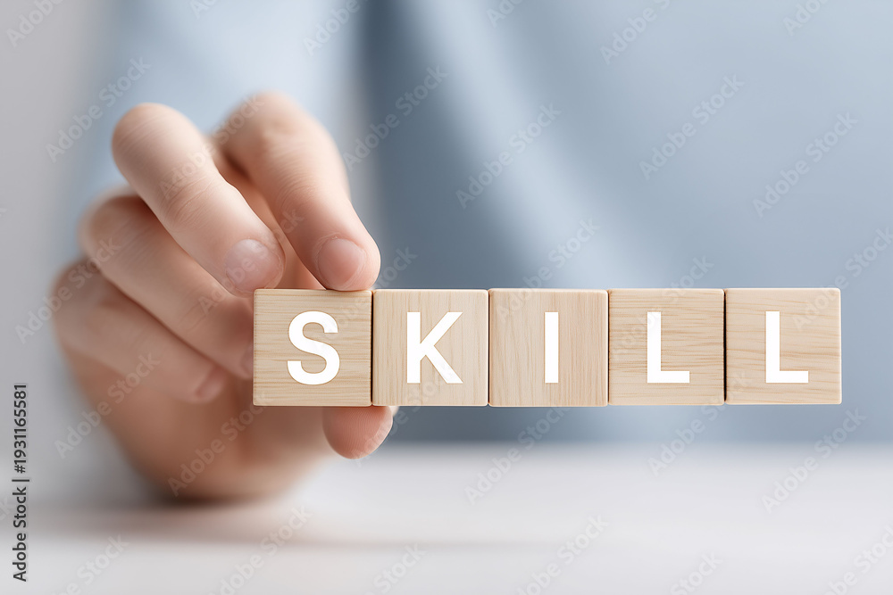 Fototapeta premium Skill development activity home office close-up image minimalistic focused view learning concept