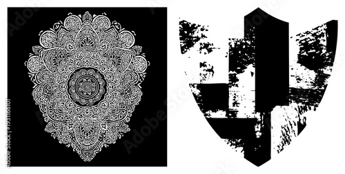 Detailed geometric design, symmetrical mandala, ornamental artwork, decorative motif, vector illustration, sacred geometry, spiritual symbol.